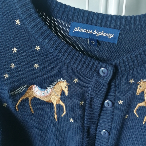 Navy Blue Cardigan with Embroidery - Picture 2 of 4